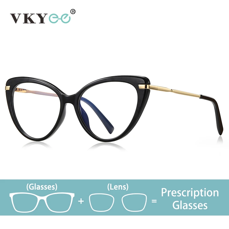 

VKYEE New Fashion Cat's Eye Design Progressive Multifocal Customizable Prescription Photochromic Anti-Blue Light Glasses PFD2110