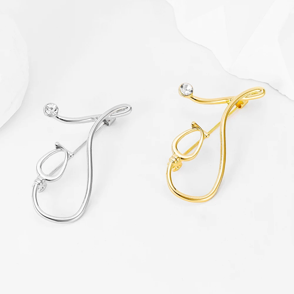 Crystal Stethoscope Nurse Doctor Brooch Pin Appreciation Gift Medical Student Graduation Wear Accessories Brooch