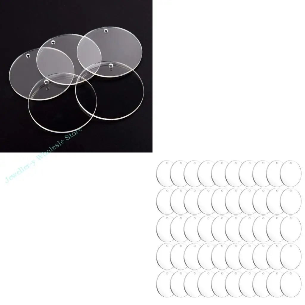 

R7UF Transparent Round Keychain Blanks Bulk for Valentine's Day Gift DIY Crafts