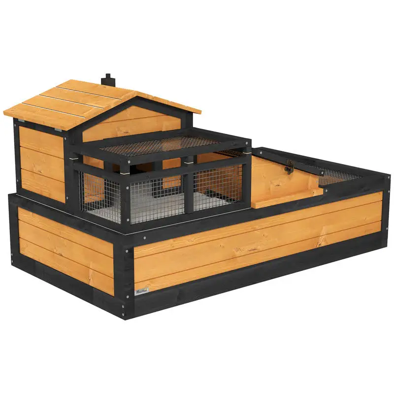 PawHut 3-Room Tortoise Habitat House w/ Balcony & 2 Stories, 44