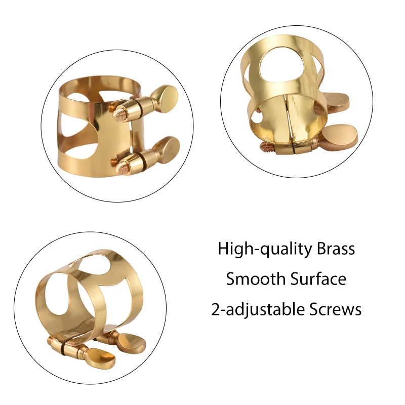 Tenor/Alto/High Pitch Sax Ligature Brass Ligature Fastener Adjustable Double Screw Alto Sax Mouthpiece Ligature Clip Accessories