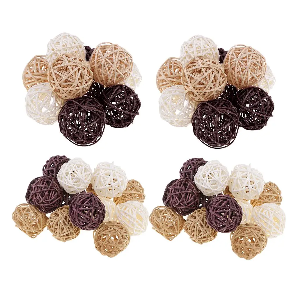 50Pc 3/5cm Wicker Rattan Balls Wedding Wood Twig Orbs Garden Decorative Ornament