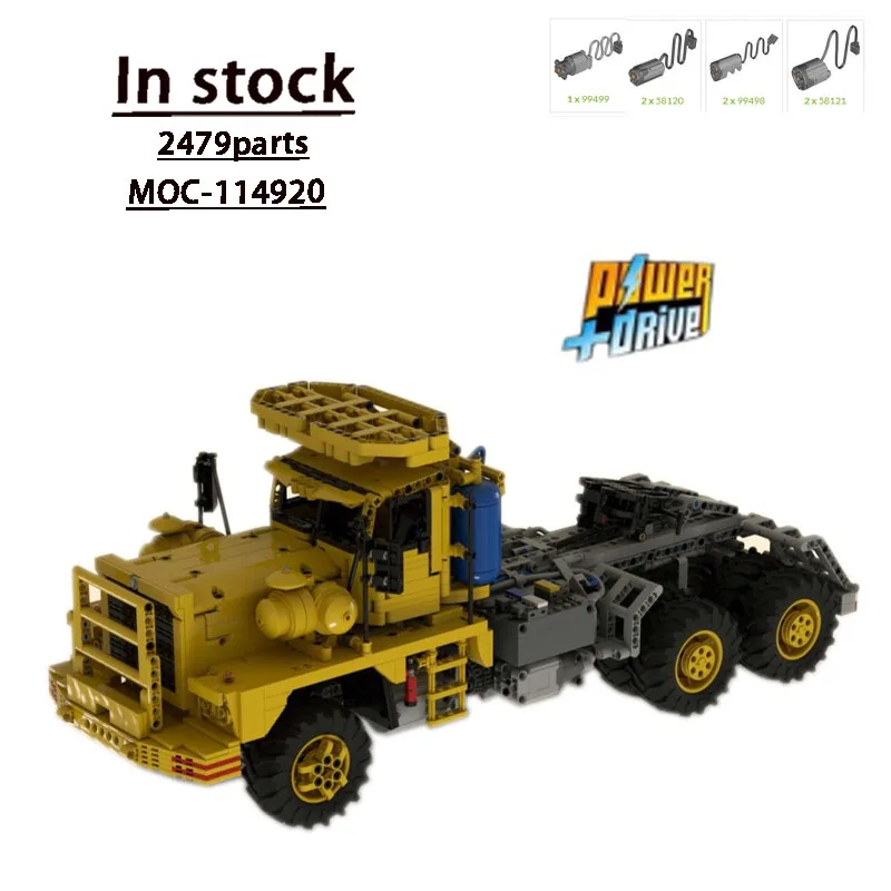 

MOC- 114920 Желтый электрический RC Pacific P12, грузовой грузовик 2479, детали MOC, креативные рождественские строительные блоки для мальчиков и детей, игрушка в подарок