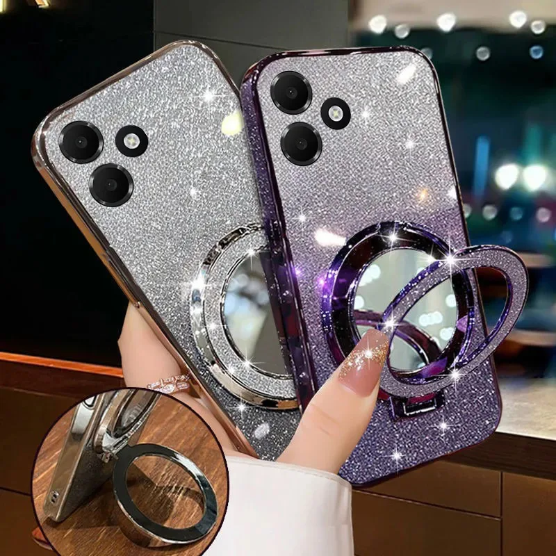 Skinlee Case For OPPO A6C A6S A6X A6T Pro Gradient Glitter Mirror Ring Holder Phone Case For OPPO A6C A6S A6X A6T Pro Cover