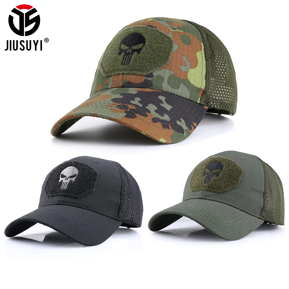 Summer Baseball Cap Sun Protection Men Sports Outdoor Hiking Hip Hop Airsoft Tactical Skull Camouflage Adjustable Snapback Hats