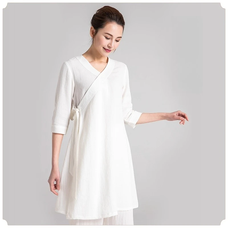 Women's Tai Chi Suit Kung Fu Uniform Linen Blend Chinese Martial Arts Clothing Loose Fit Comfortable Performance Wear