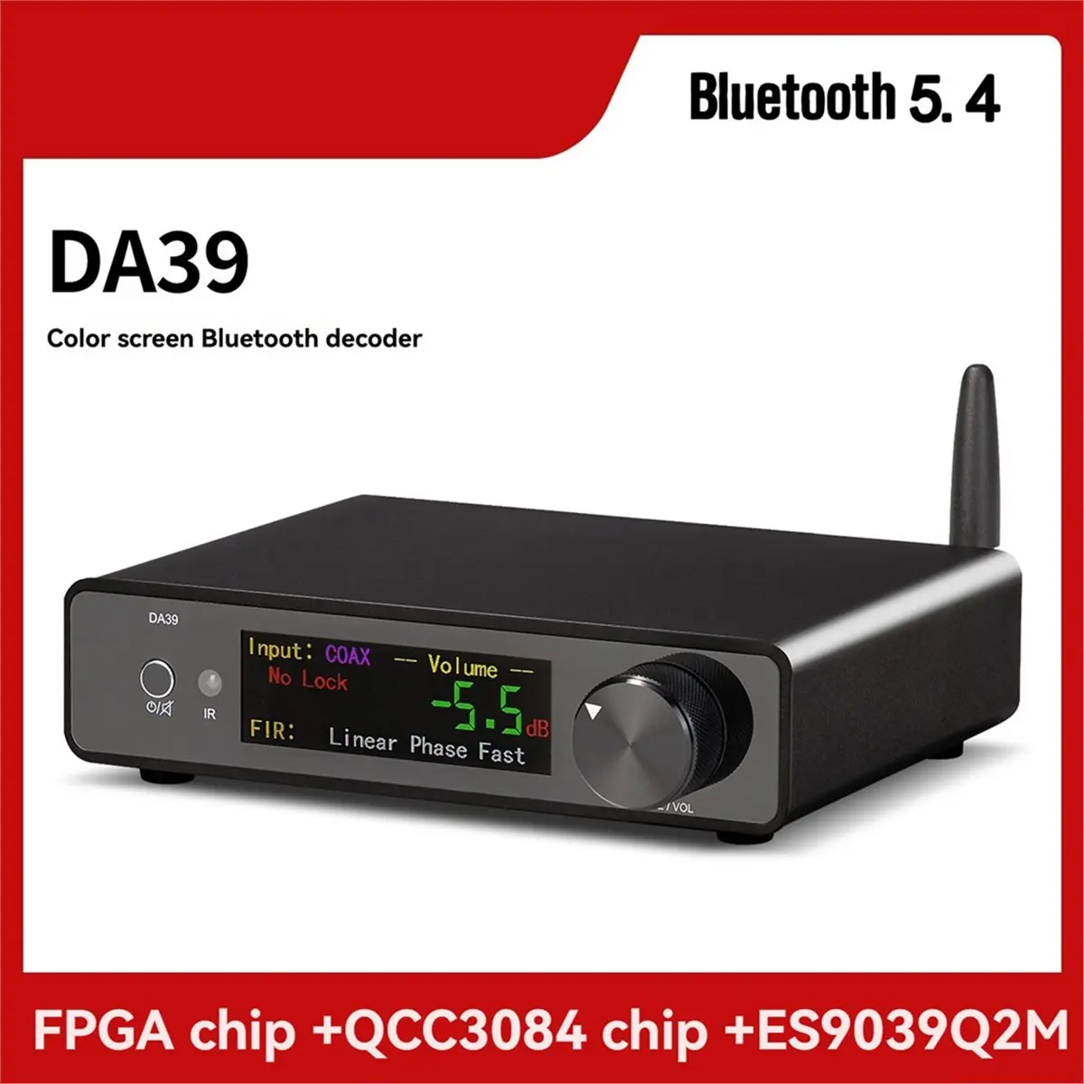 【New】DA39 Bluetooth Decoder FPGA+QCC3084+ES9039Q2M HiFi Audio Receiver /AAC//-LL/LDAC