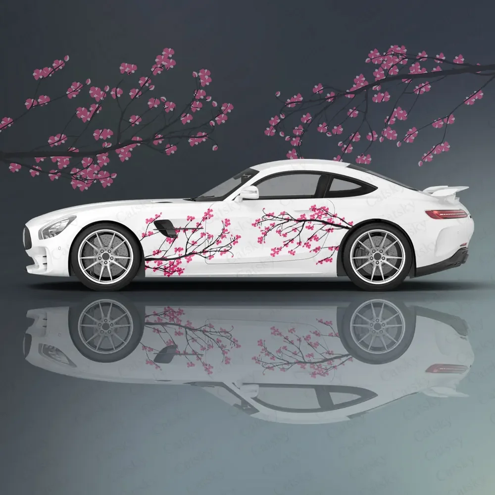 sakura flower Car stickers ita car tuning racing vinyl decal wrap side graphics car decal sticker