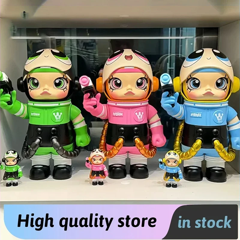 

400% 100%Pop Mart Action Figures Space Molly Series Figures The Powerpuff Girl Pvc Room Decoration Birthday Gift For Kids Toys