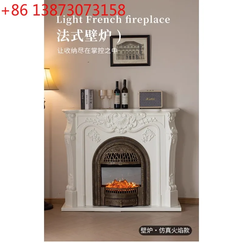 

Yucheng Wood Industry/French retro full solid wood carving flower fireplace cabinet simulation fire style fireplace decoration c