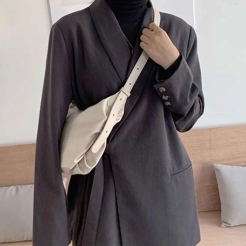 Genuine Dumpling 2024 Korean Version New Large Capacity Soft Leather Tote Shoulder Casual Crossbody Small Bag ANI