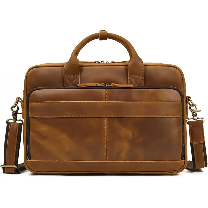 Newsbirds Men Briefcase Business Shoulder Bag Leather Messenger Bags Computer Laptop Handbag Bag Men's Travel Bags 15" Male Bag