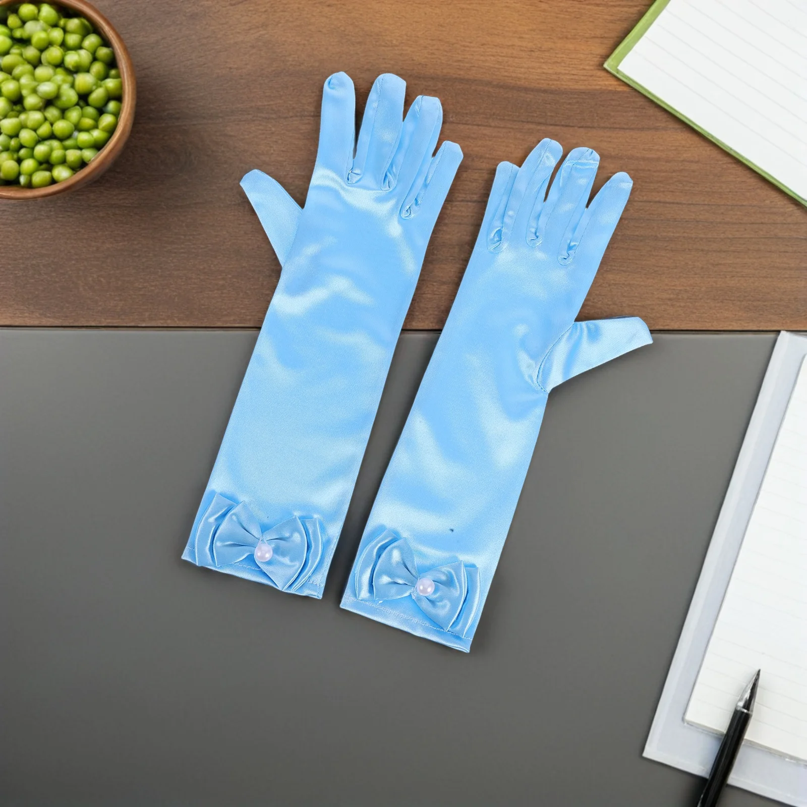 

Children Gloves Satin Long Barrel White Kids Dress Bowknot Fashion Comfortable Matching Wedding Church Party Prom Opera