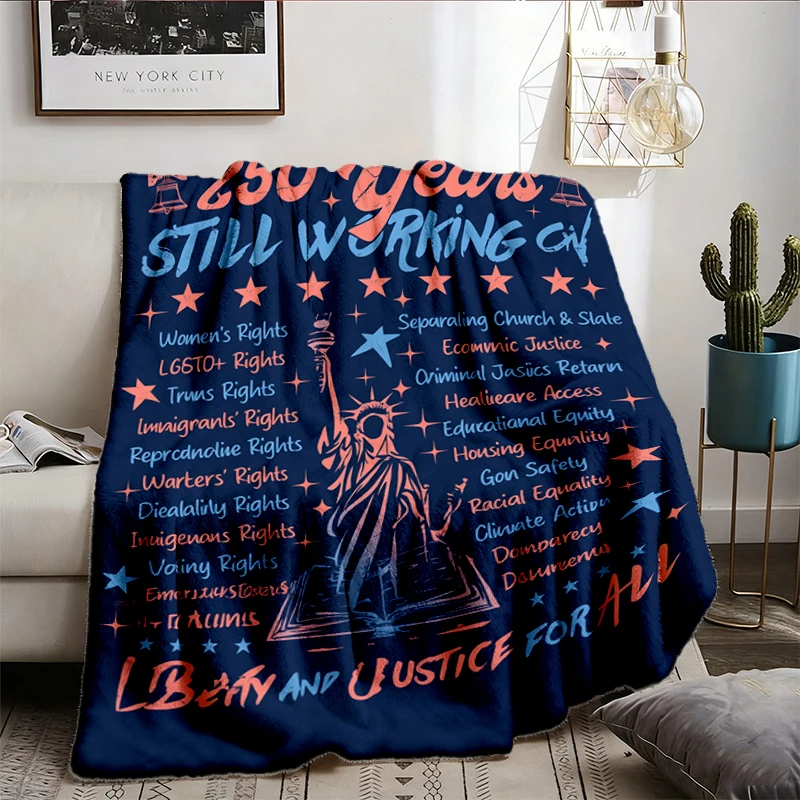 Stars and Stripes and Human Rights  Flannel Blanket, 250 Years America On Social Justice, Patriotic 4th