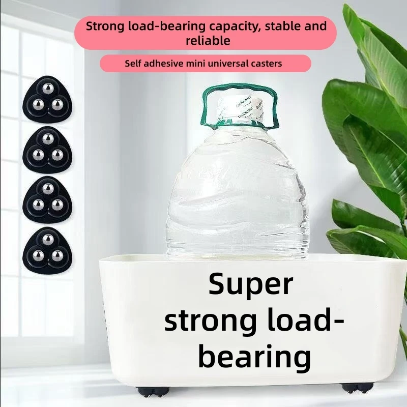 4Pcs No-Noise Self-Adhesive Universal Wheels: Rotating Pulleys for Trash Cans, Kitchen Small Appliances & More