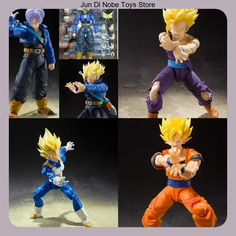 Set de Figuras Articuladas de Goku, Trunks, Vegeta y Gohan de Dragon Ball Super Saiyan Full Power, 15 cm, Regalo Coleccionable