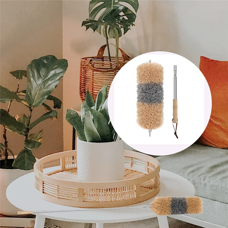 1 Buah Penangkap Debu Efektif Lap Teleskopik dengan Gagang Bambu Microfiber Khusus Terbuat dari Bambu Moso