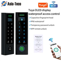 WIFI Tuya Fingerprint Door Access Control With LCD Screen Waterproof 125Khz RFID Card Standalone Biometric Access Control System