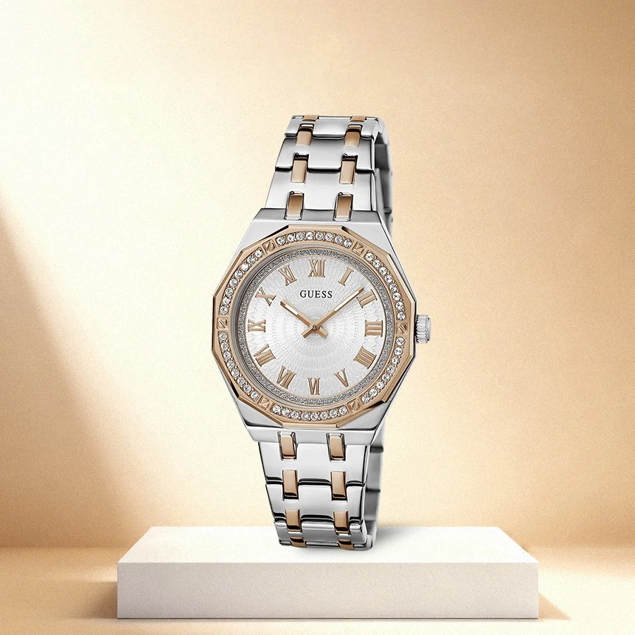 

Женские часы GUESS с кристаллами, восьмиугольный корпус, браслет из нержавеющей стали, римские цифры, кварцевый механизм, роскошные наручные часы для офиса, вечеринок и повседневной носки