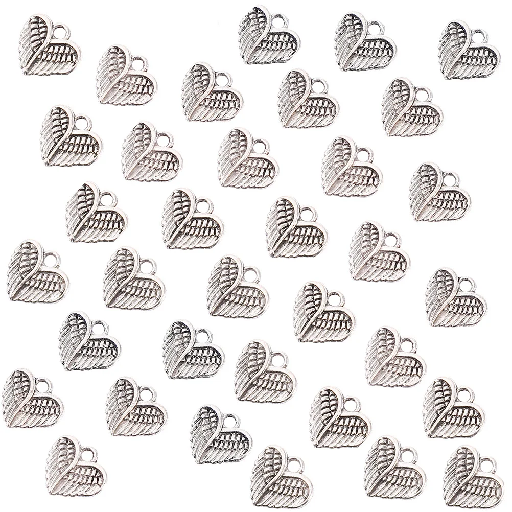 

50pcs Heart Shaped Wing Alloy Pendant Charm DIY Jewelry Kit Smooth Durable Earrings Necklace Bracelet Keychain Accessories Bulk