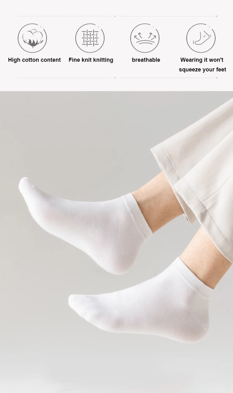 5 Paar hochwertige Herrensocken aus gekämmter Baumwolle, neue, lässige, atmungsaktive, schwarz-weiße Business-Socken, 5 Paar Herrensocken, Übergröße EU39-48 – Detail 6