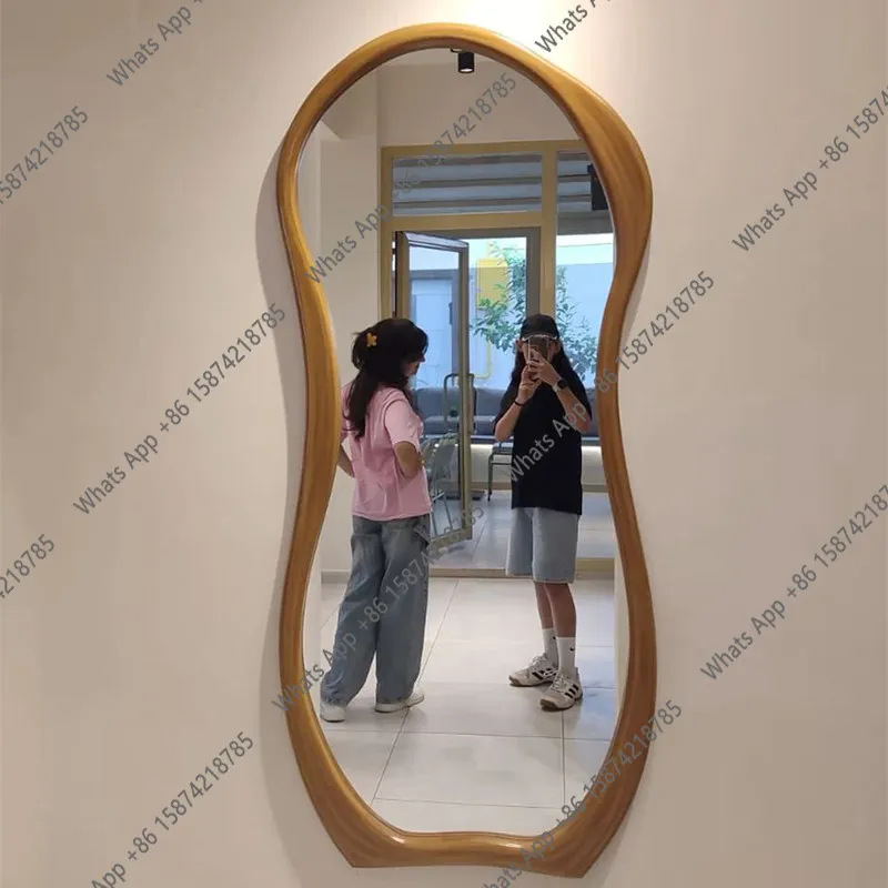 Nordic medieval dressing mirror, home art fitting mirror, landing irregular entrance to the special-shaped wall