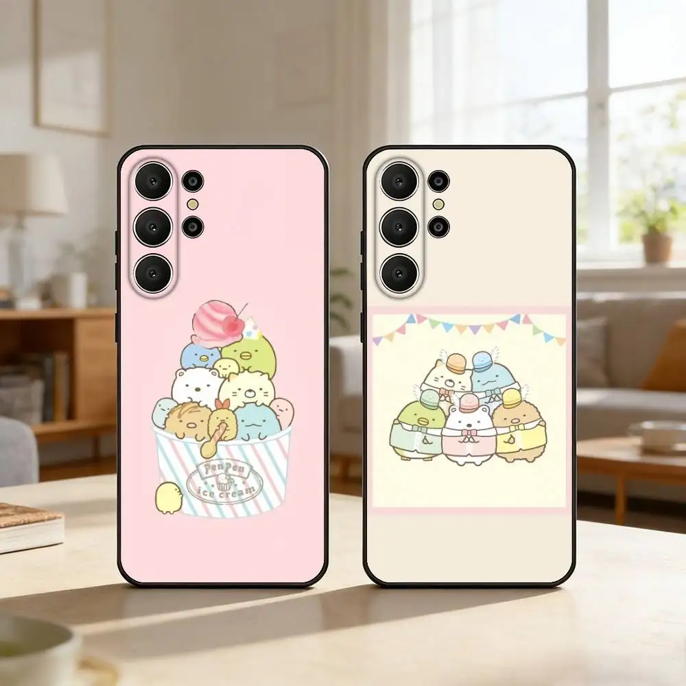 

S-Sumikko Anime G-Gurashi Phone Case For Samsung S26,S25,24,23,22,30,21,10,9,Ultra,Plus,Lite,Black Soft Case