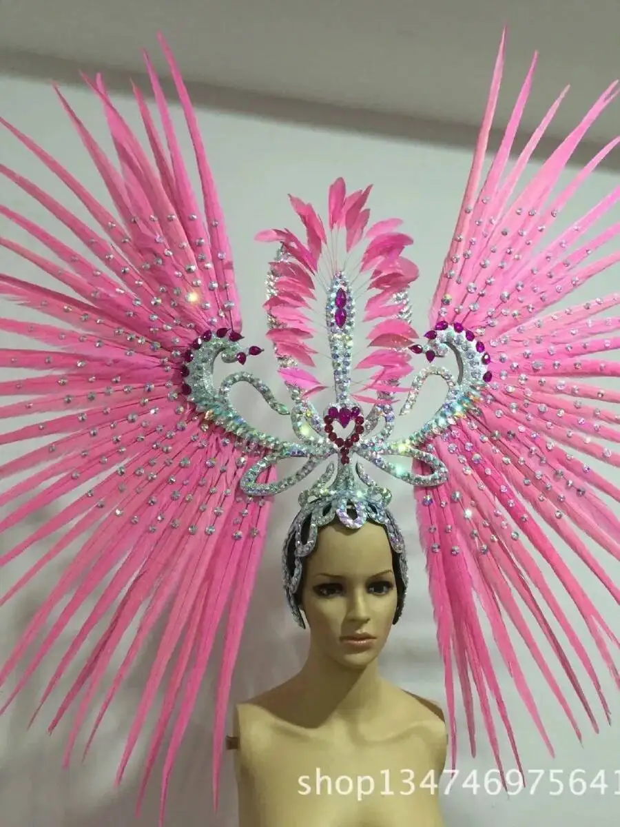 كوس DS فستان افتتاح أداء الرقص زي ريشة خوذة الرقص فريق سامبا زي كرنفال هالوين بار C