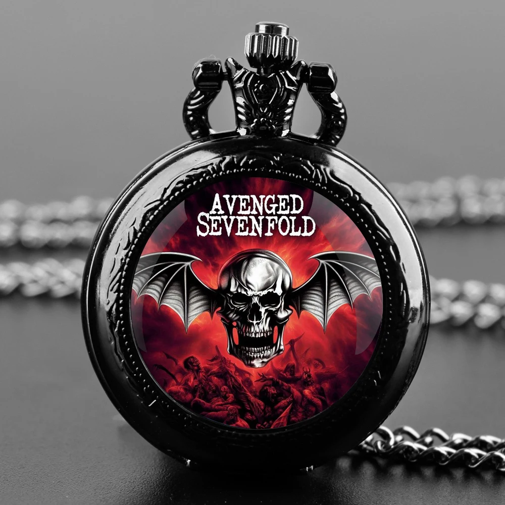 Avenged Sevenfold Design Glass Dome Quartz Pocket Watch Necklace Men Women Unique Jewelry Pendant Birthday Accessories Gift