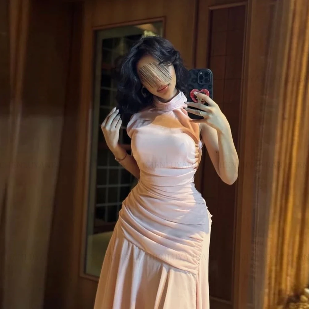 MOLISA Rosa Ballkleider 2025, maßgeschneidert, Meerjungfrau, Stehkragen, ärmellos, plissiert, schlicht, kurz, Party-Abendkleider