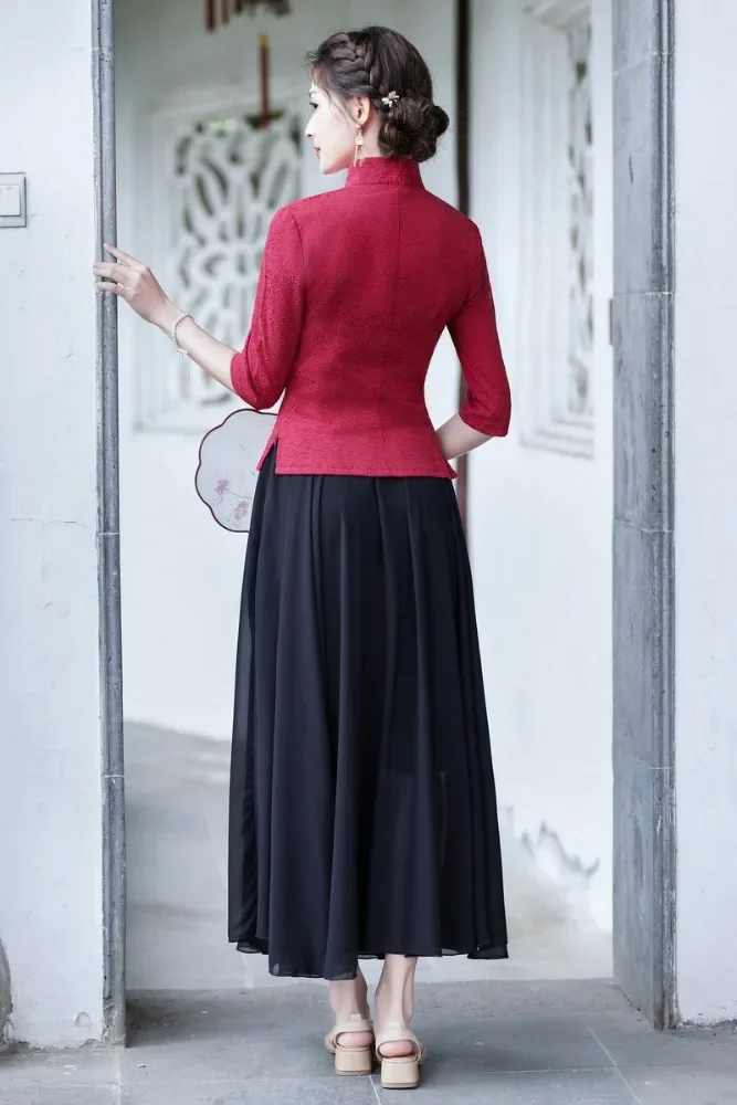 Y2k Top Harajuku T-shirt Camicie vintage per le donne Abbigliamento Abiti di moda Stile etnico Cinese Qipao Cheongsam Streetwear Tees