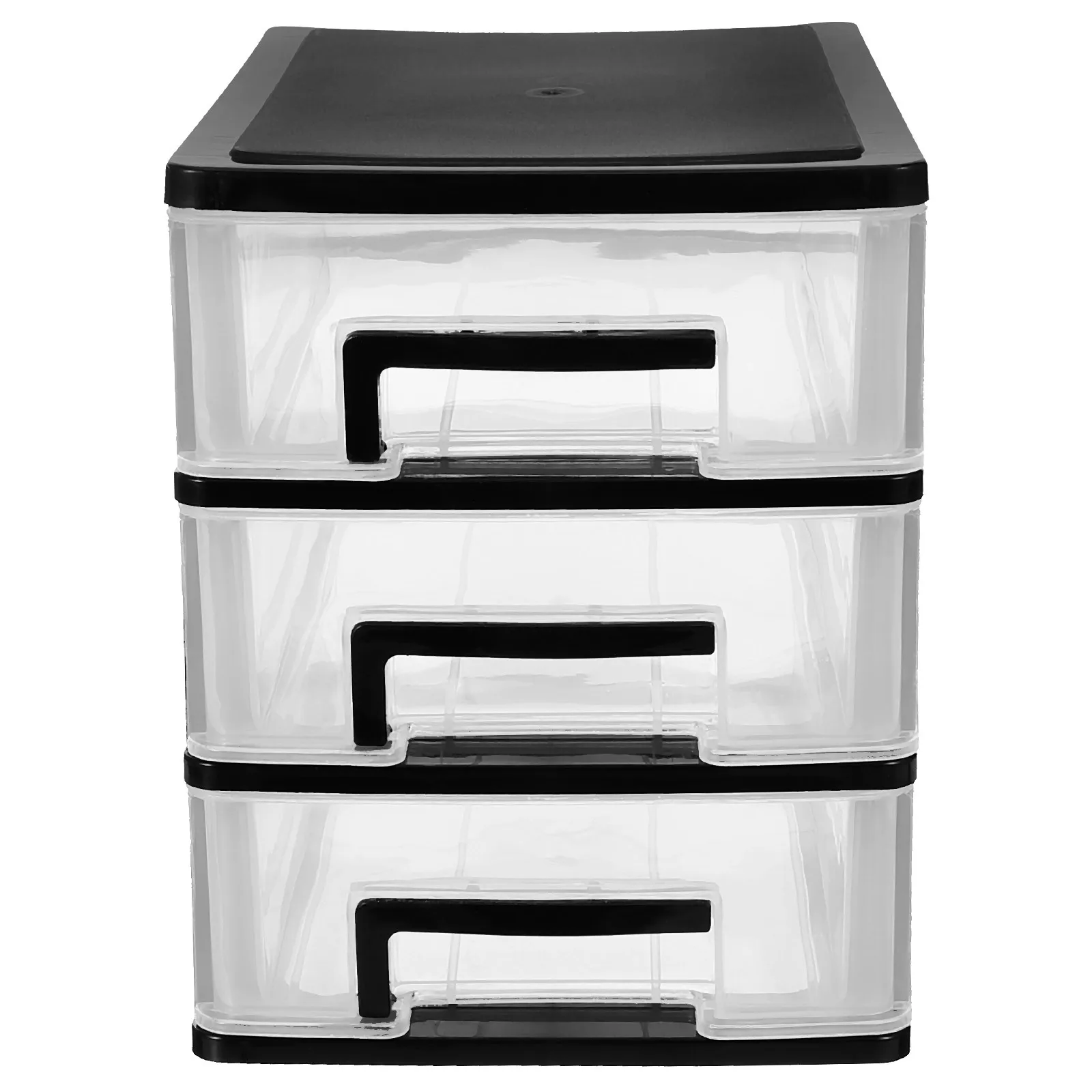 

Multilayer Plastic Drawer Storage Box Portable Closet Organizer Furniture Black and Transparent Three Tier Storage Cabinet