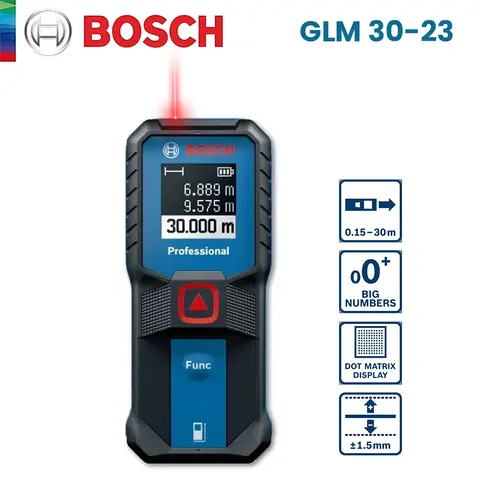 보쉬 레이저 거리계 GLM30-23 디지털 레이저 거리 계량기, 고정밀 레이저 테이프 면적 측정 측정 도구, 30m 범위