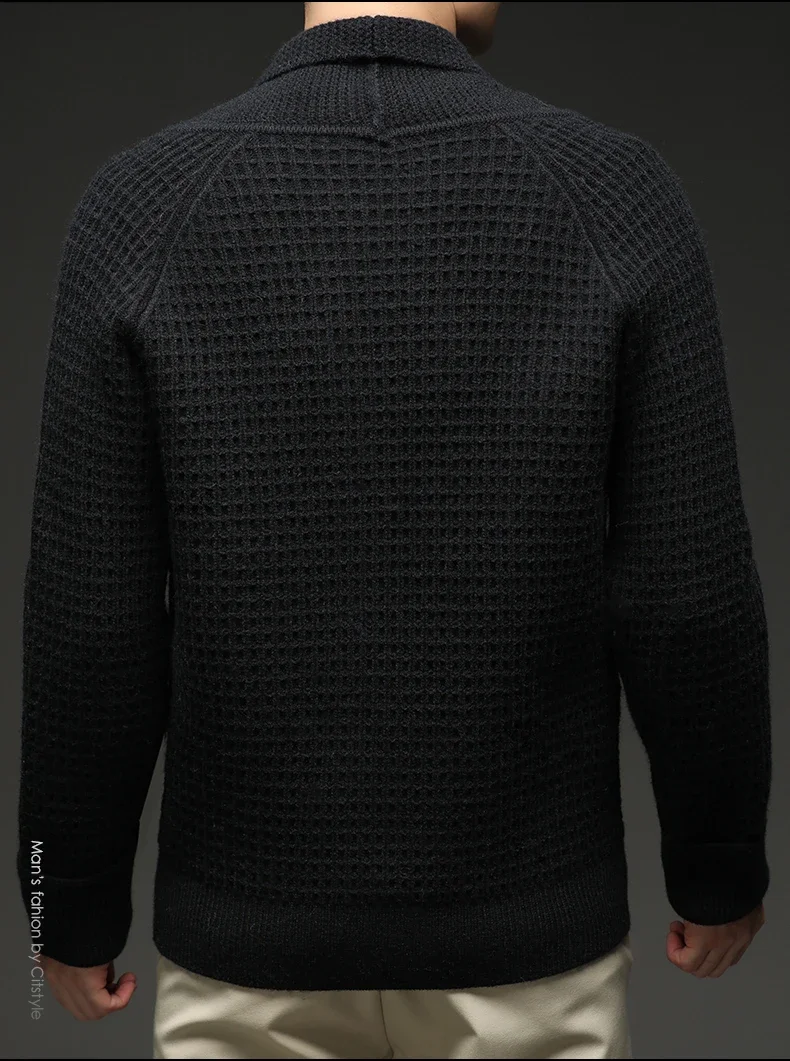 

New Korean Trendy Cardigan Men Winter Single Breasted Sweater Thicken Long Sleeve Fashion Knit Outwear Male Warm Sweater Coat