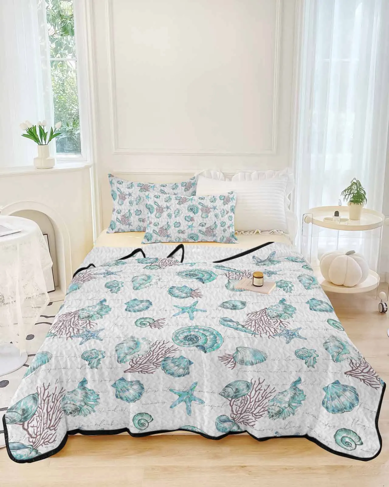 Starfish And Shell Coral Retro Summer Cooling Quilt Air Condition Blanket Comfortable Lightweight Bedroom Thin Quilt