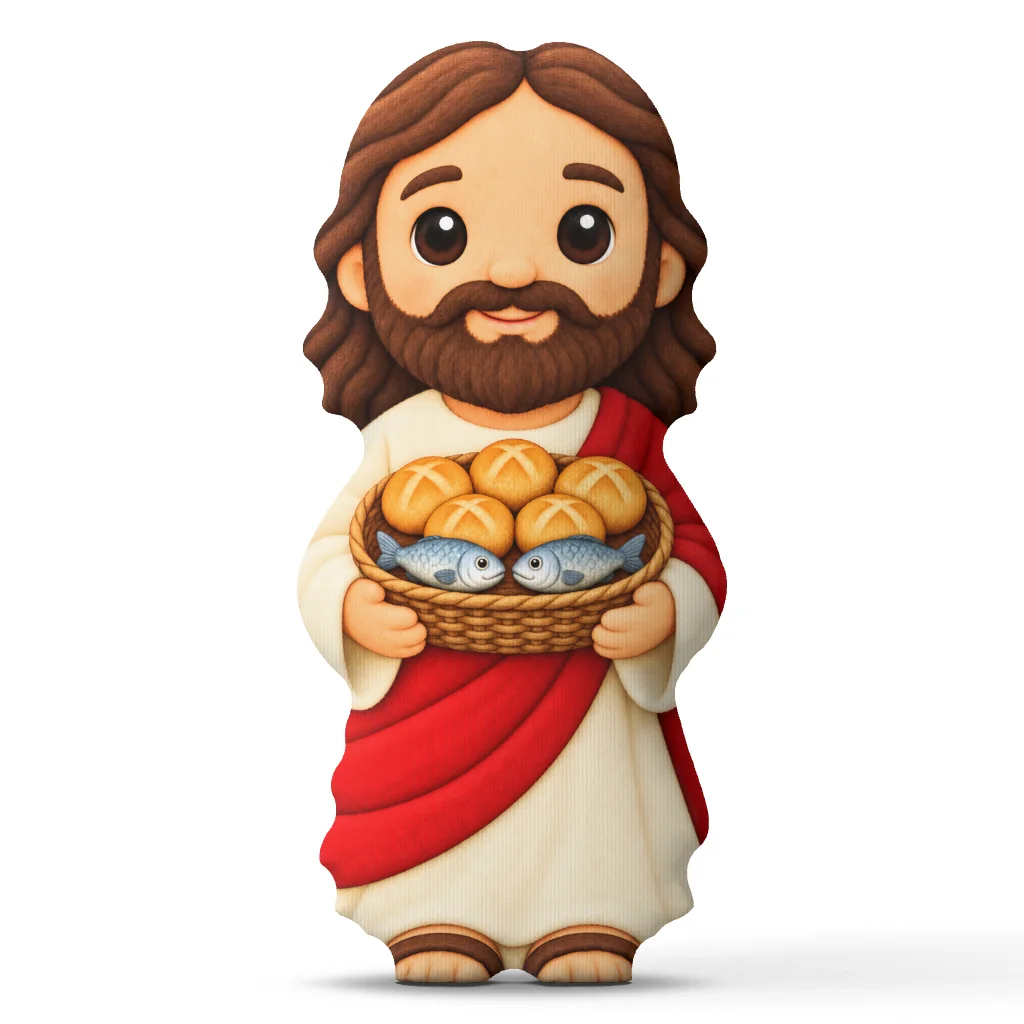 Jesus Feeding Five Thousand Cushion Loaves and Fishes Pillow Christian Biblical Miracle Religious Throw Pillow Home Decor