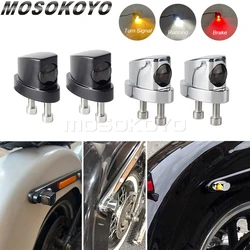 Motorcycle Mini Rear Fender Struts LED Turn Signals Flasher Indicator Light Running Brake Lamp Intermitentes 12V for Harley Dyna