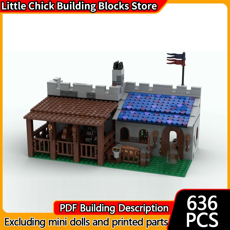 

Medieval Castle Model MOC Building Bricks Small Animal Inn Place Modular Technology Children Holiday Gifts Assemble Toys Suit