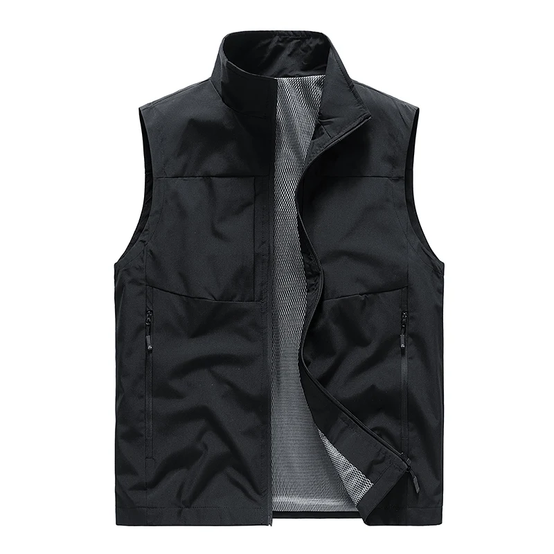 Men's Fleece Vest Winter New Solid Color Simple Outdoor Adventure Stand Collar Coat Men's Double-Faced Fleece Sleeveless Jacket