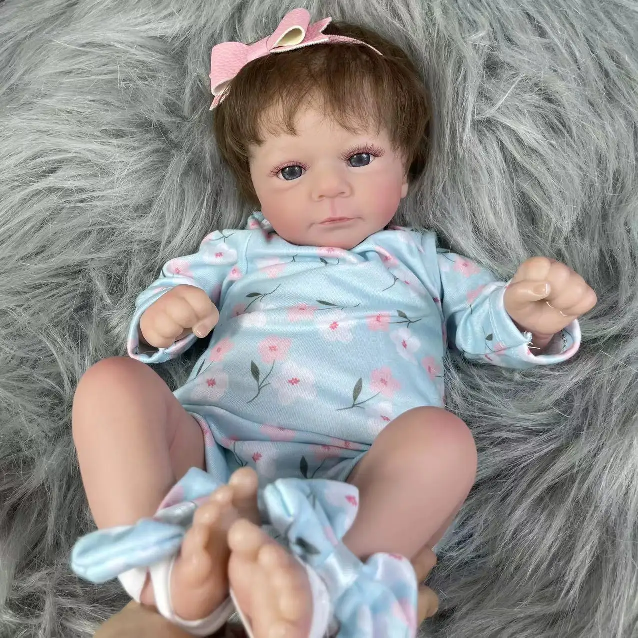 18 Polegada já acabado boneca reborn felicia adorável menina boneca realista 3d tom de pele veias boneca presente com acessórios de boneca