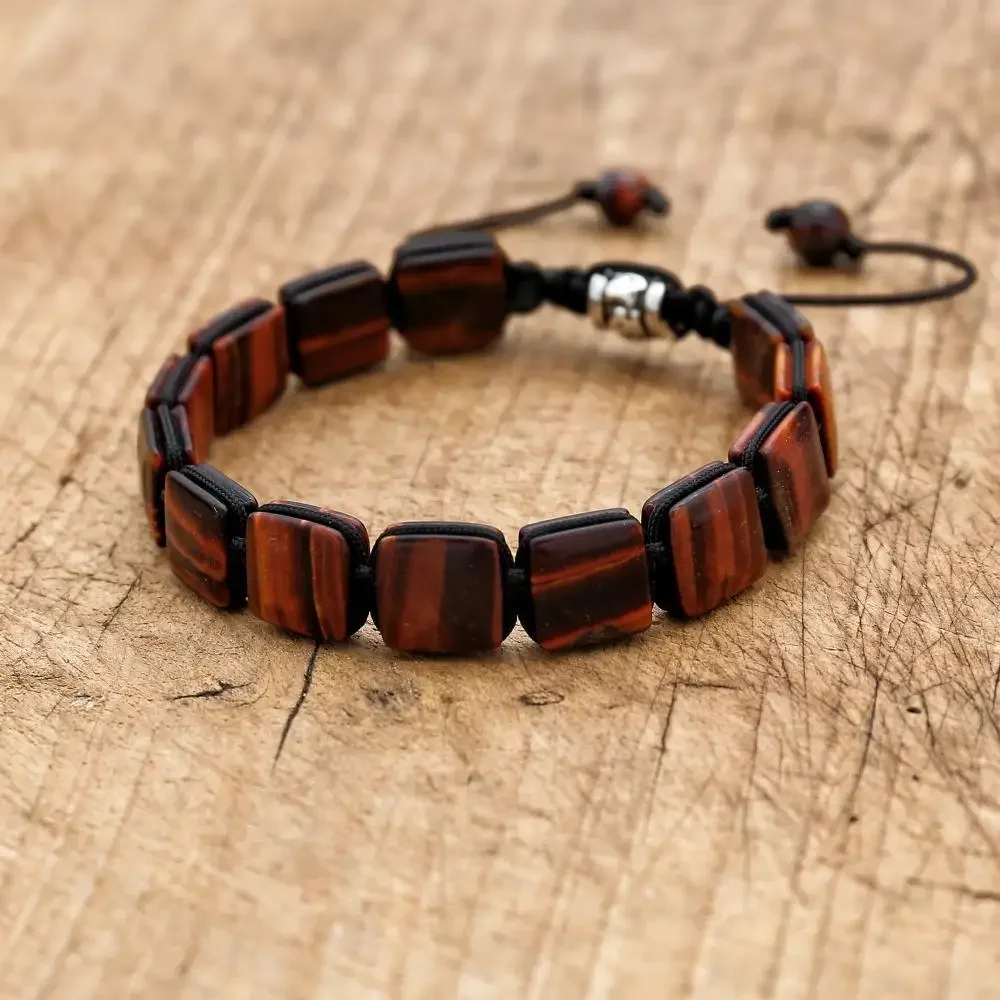 

Натуральный красный тигровый глаз камень бусины плетеный браслет богемный браслет дружбы браслет ювелирные изделия для пар