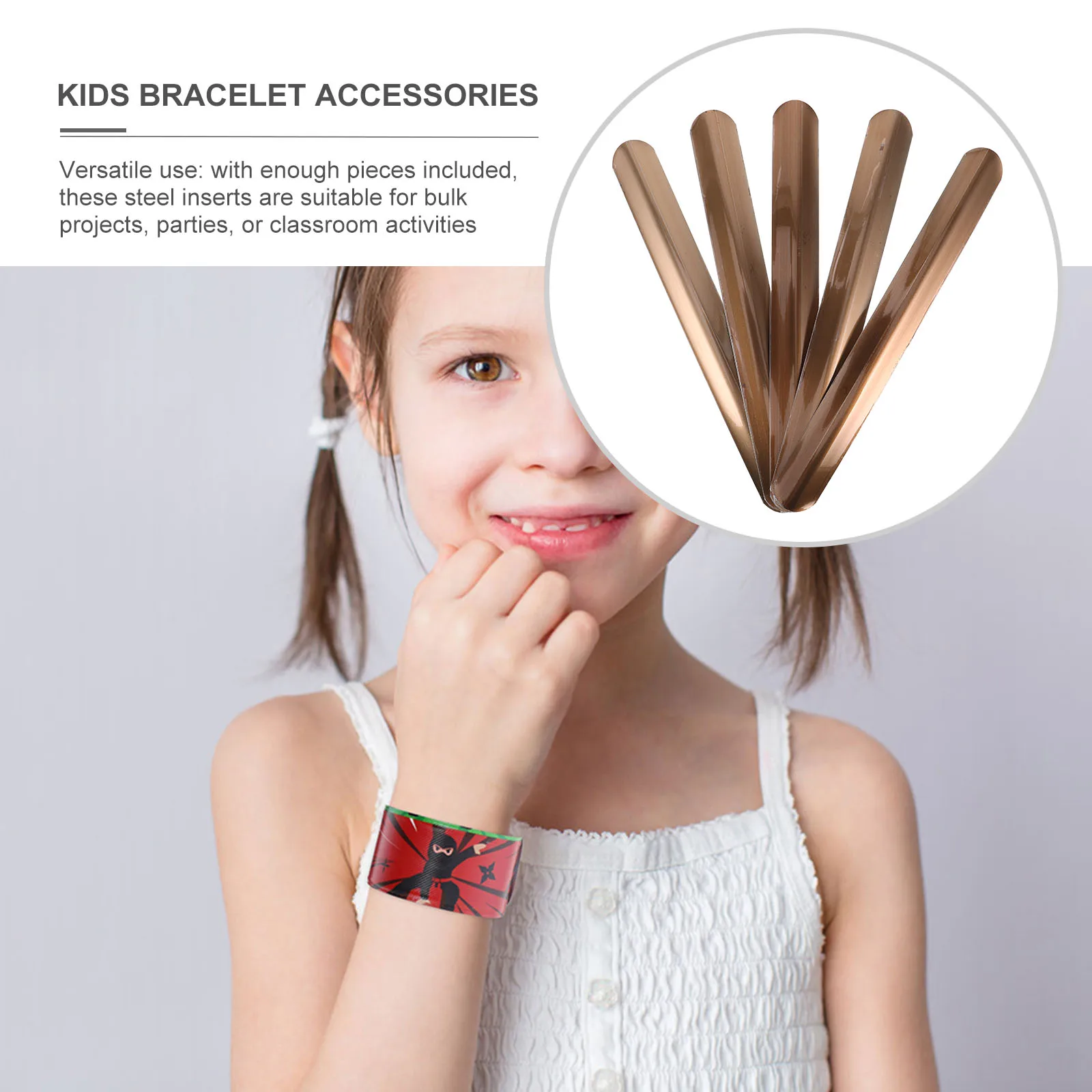 50 Pcs Metal Steel Sheet Kids Slap Bracelet Accessories Wristband Inner Components