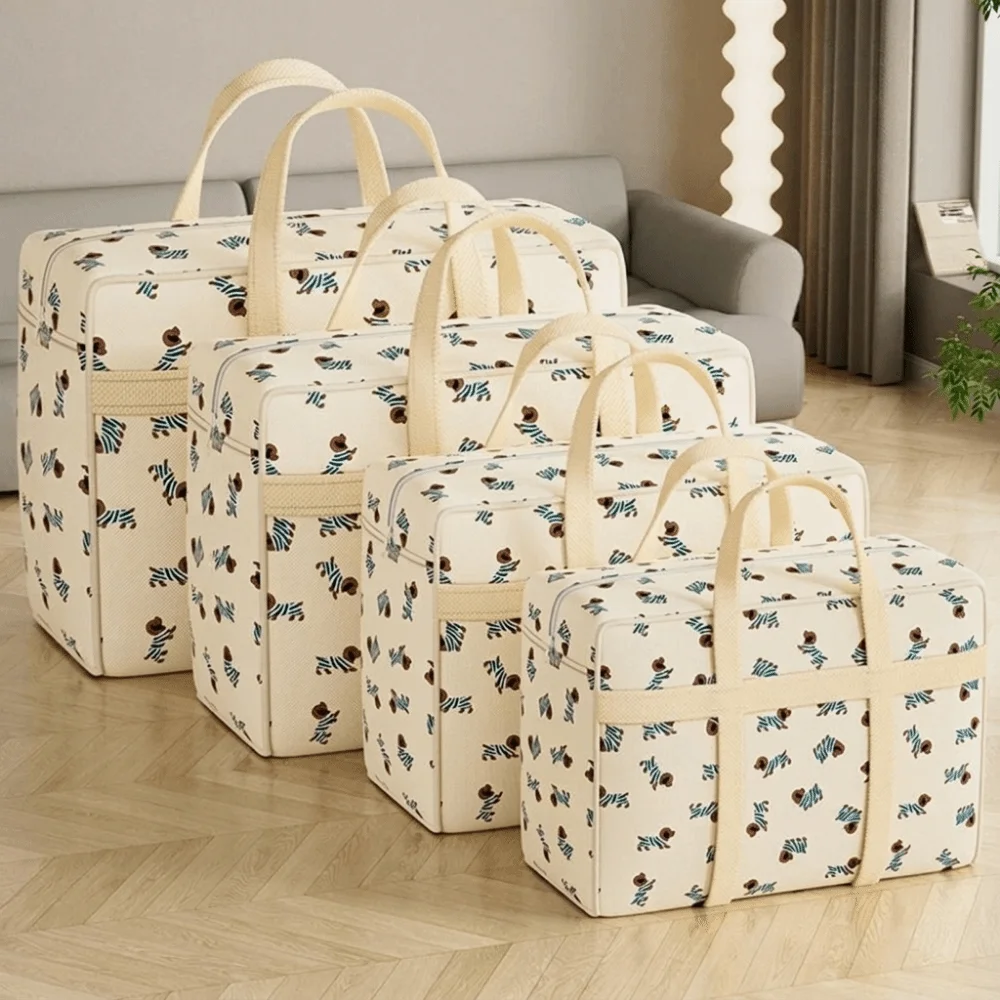 Puppy Pattern Clothes Quilt Storage Bag Large Capacity Folding Packing Moisture-Proof Handheld Luggage