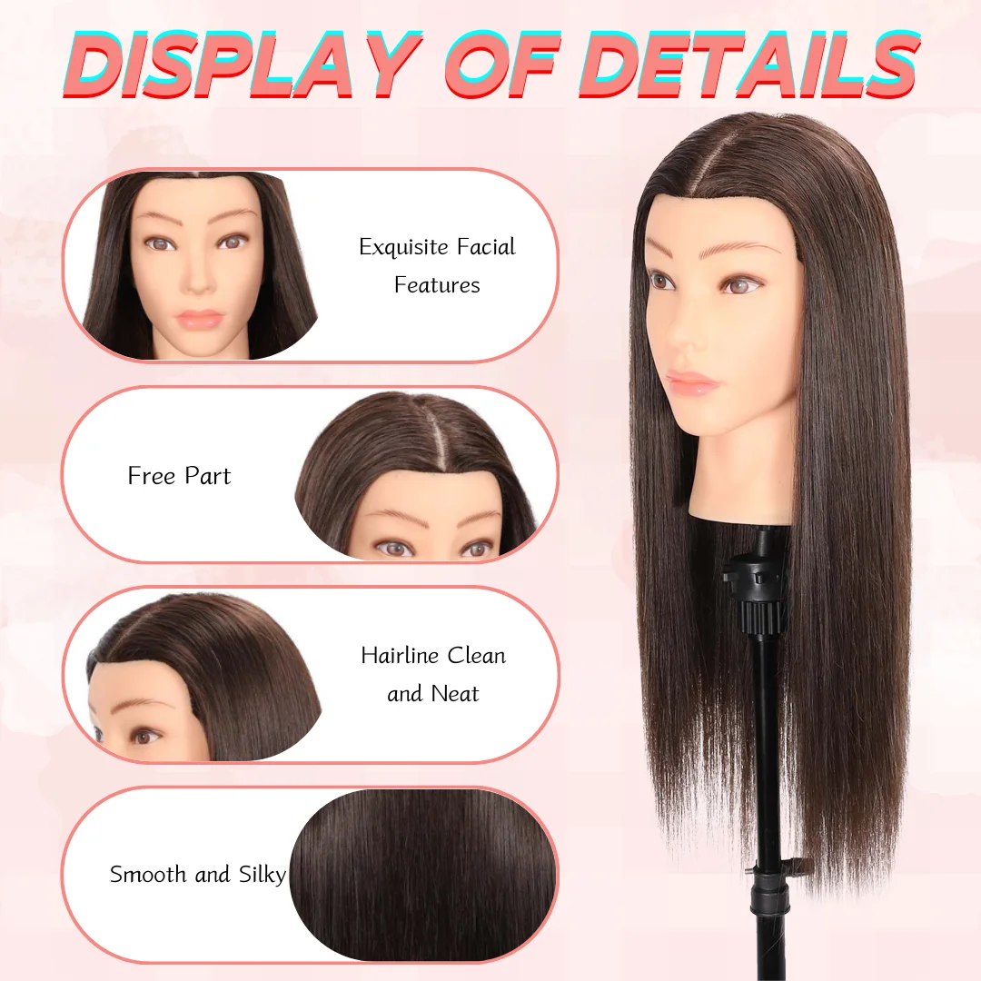 Cabeça de manequim cabelo humano 80% cabelo real cosmetologia manequim prática cabeça de boneca para trança penteado cabeça de corte conjunto