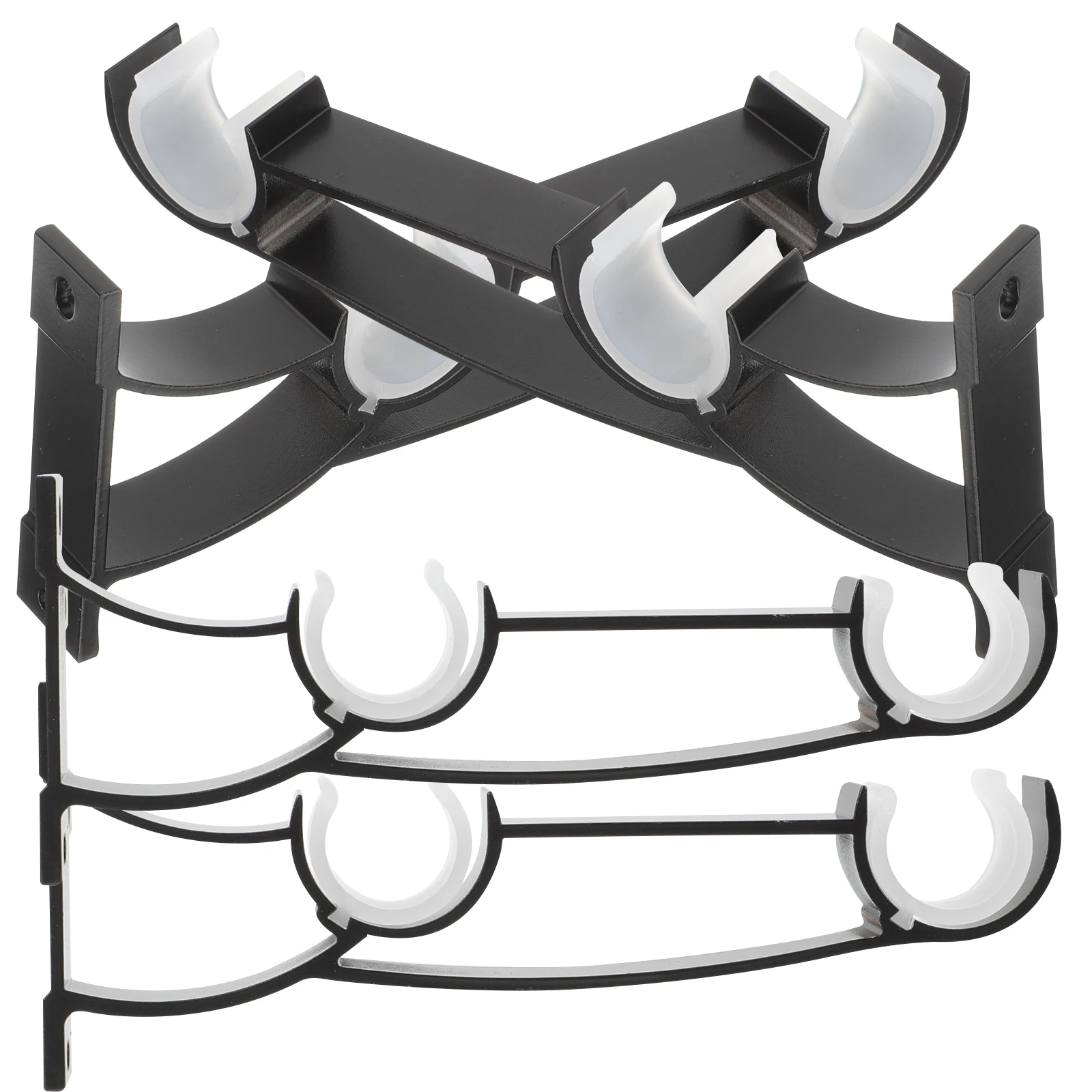 

4 Pcs Curtain Rod Bracket Holders Double Wall Mount Metal Heavy Duty Window Decor Accessories Aluminum Suitable House Styles