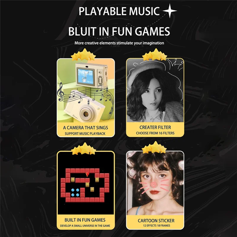 48MP HD ミニカメラ 2.4 インチ IPS ディスプレイ 16X ズームデジタルカメラ 4K ビデオカメラ 子供学生用補助光付き,シルバー