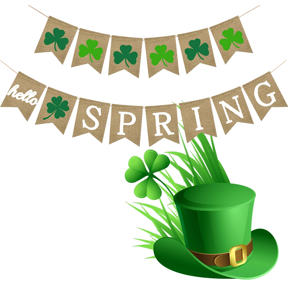 

2 Pcs Clover St.Patrick Day Decor s Shamrock Burlap Burlap Banners St Patrick Day Decor Parade Flags