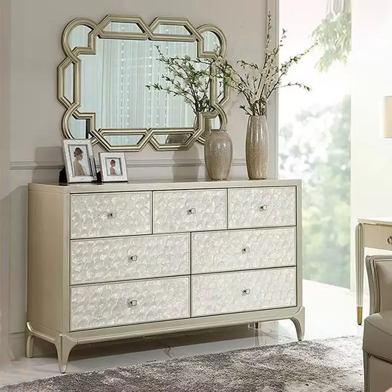 American light luxury door cabinet, high-end shell, seven chest cabinets, dresser, integrated French side cabinet, solid wood