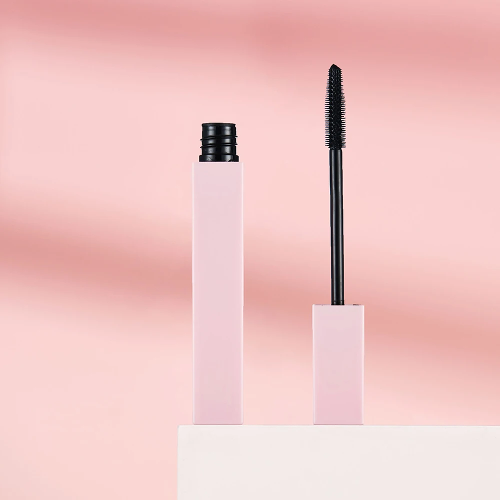 Private Label Mascara Aangepast logo Vierkant Roze buis Langdurige bulk Mollig Verdikking Niet-vlekkerig Waterdicht Verleng krullende make-up