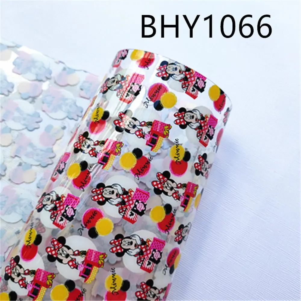 20*33CM A4 size Transparent PVC Sheets Minnie mouse Printed Synthetic Leather Fabric for DIY Bags Bows